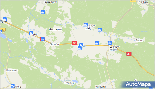 mapa Łagów gmina Dąbie, Łagów gmina Dąbie na mapie Targeo