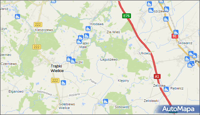 mapa Łaguszewo, Łaguszewo na mapie Targeo