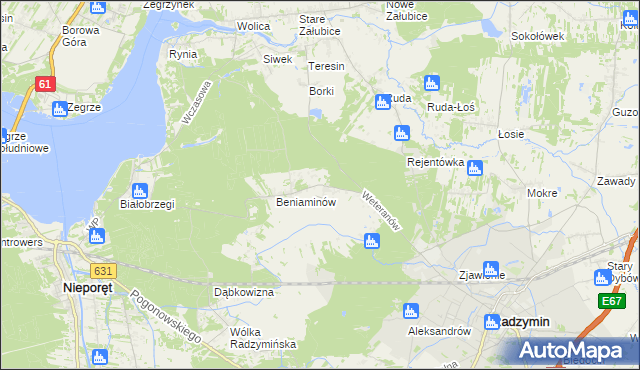mapa Łąki gmina Radzymin, Łąki gmina Radzymin na mapie Targeo