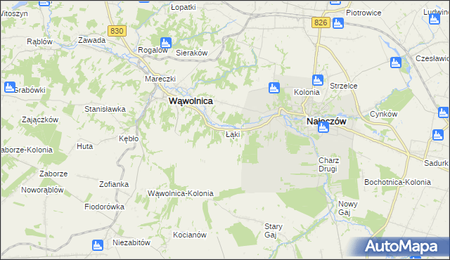 mapa Łąki gmina Wąwolnica, Łąki gmina Wąwolnica na mapie Targeo