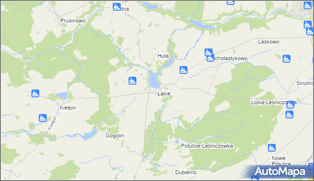 mapa Łąkie gmina Lipka, Łąkie gmina Lipka na mapie Targeo