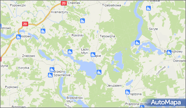 mapa Łąkie gmina Lipnica, Łąkie gmina Lipnica na mapie Targeo