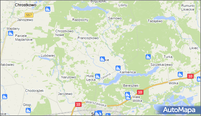 mapa Łąkie gmina Skępe, Łąkie gmina Skępe na mapie Targeo