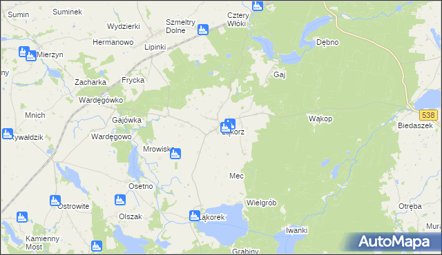 mapa Łąkorz, Łąkorz na mapie Targeo