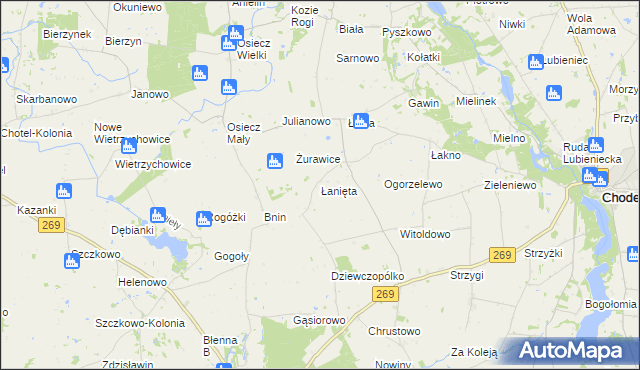 mapa Łanięta gmina Chodecz, Łanięta gmina Chodecz na mapie Targeo
