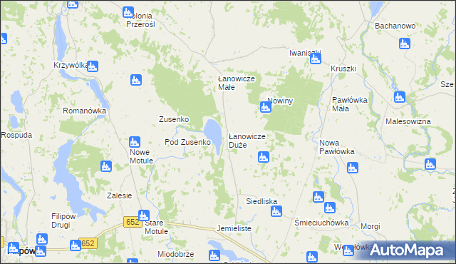 mapa Łanowicze Duże, Łanowicze Duże na mapie Targeo