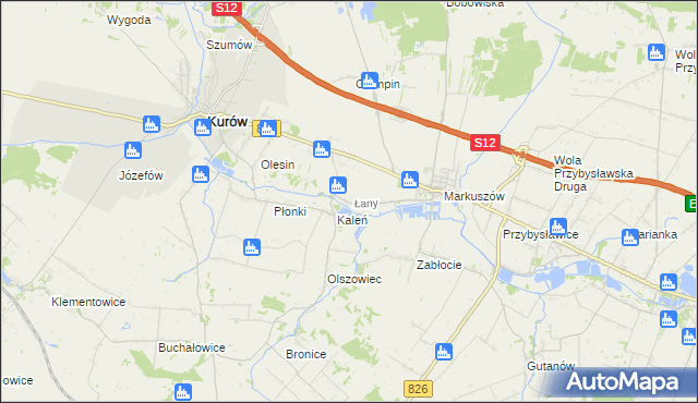 mapa Łany gmina Markuszów, Łany gmina Markuszów na mapie Targeo
