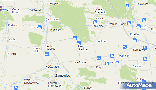 mapa Łany Średnie, Łany Średnie na mapie Targeo