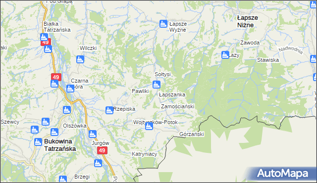 mapa Łapszanka, Łapszanka na mapie Targeo