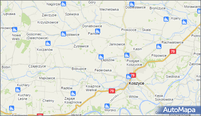 mapa Łapszów, Łapszów na mapie Targeo