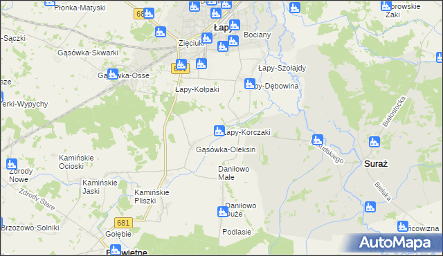 mapa Łapy-Korczaki, Łapy-Korczaki na mapie Targeo