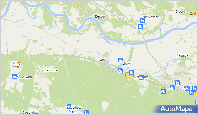 mapa Laski gmina Czerwieńsk, Laski gmina Czerwieńsk na mapie Targeo