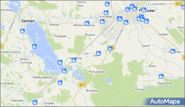 mapa Laski gmina Parczew, Laski gmina Parczew na mapie Targeo