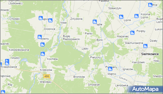 mapa Laski gmina Siemkowice, Laski gmina Siemkowice na mapie Targeo