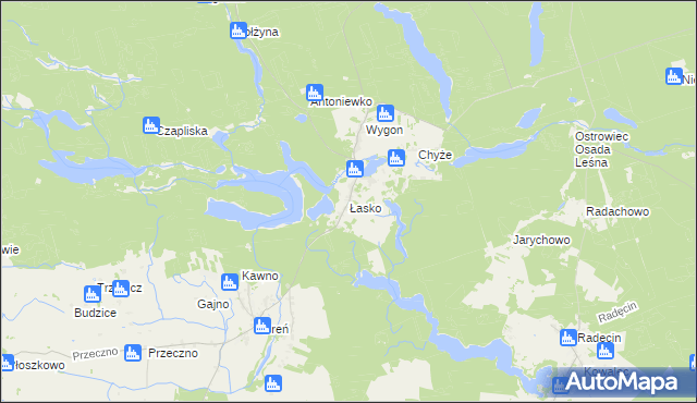 mapa Łasko gmina Bierzwnik, Łasko gmina Bierzwnik na mapie Targeo