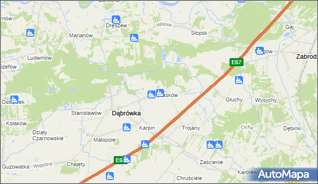 mapa Lasków gmina Dąbrówka, Lasków gmina Dąbrówka na mapie Targeo