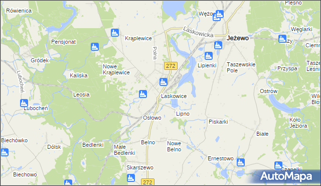 mapa Laskowice gmina Jeżewo, Laskowice gmina Jeżewo na mapie Targeo