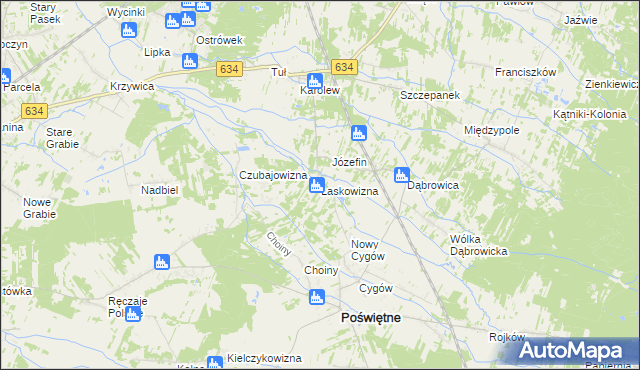 mapa Laskowizna gmina Poświętne, Laskowizna gmina Poświętne na mapie Targeo