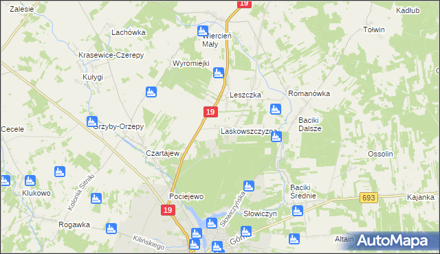 mapa Laskowszczyzna gmina Siemiatycze, Laskowszczyzna gmina Siemiatycze na mapie Targeo