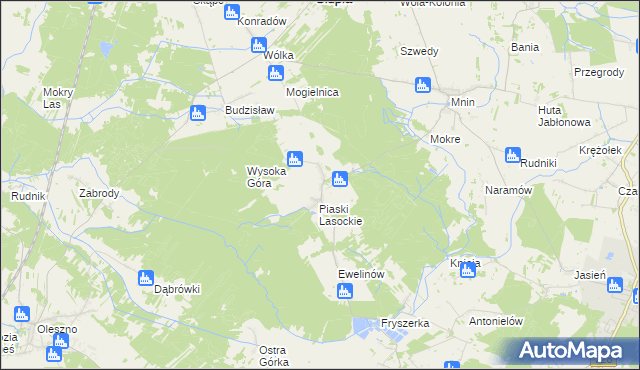 mapa Lasocin gmina Łopuszno, Lasocin gmina Łopuszno na mapie Targeo