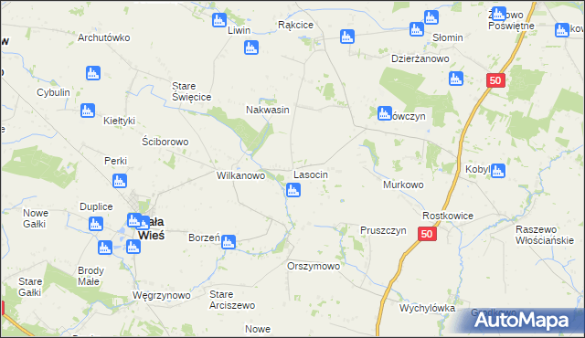 mapa Lasocin gmina Mała Wieś, Lasocin gmina Mała Wieś na mapie Targeo