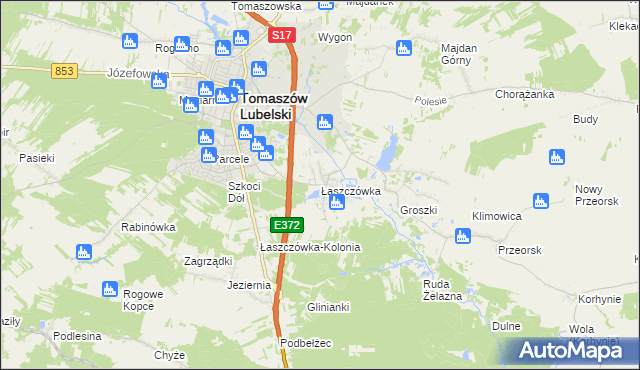 mapa Łaszczówka, Łaszczówka na mapie Targeo