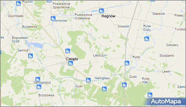 mapa Łaszczyn gmina Cielądz, Łaszczyn gmina Cielądz na mapie Targeo