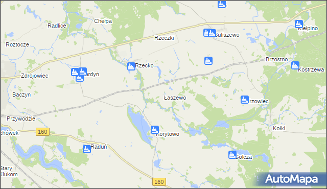 mapa Łaszewo gmina Choszczno, Łaszewo gmina Choszczno na mapie Targeo