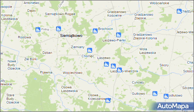 mapa Łaszewo gmina Siemiątkowo, Łaszewo gmina Siemiątkowo na mapie Targeo