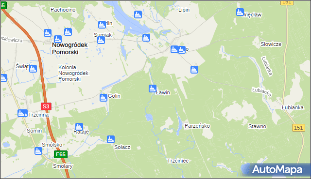 mapa Ławin, Ławin na mapie Targeo