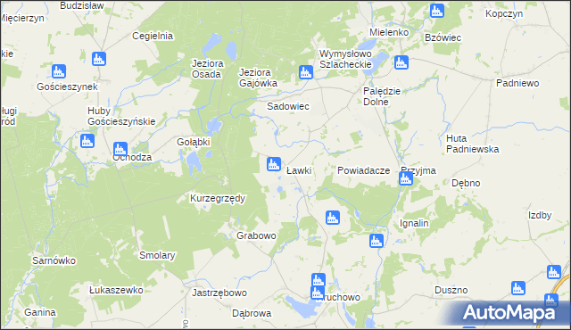 mapa Ławki gmina Trzemeszno, Ławki gmina Trzemeszno na mapie Targeo