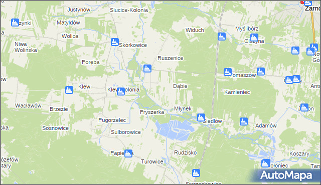 mapa Ławki gmina Żarnów, Ławki gmina Żarnów na mapie Targeo