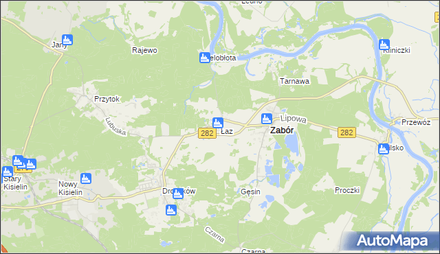 mapa Łaz gmina Zabór, Łaz gmina Zabór na mapie Targeo