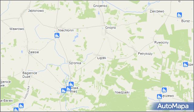 mapa Łążek gmina Kuczbork-Osada, Łążek gmina Kuczbork-Osada na mapie Targeo