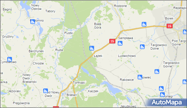 mapa Łążek gmina Lubawa, Łążek gmina Lubawa na mapie Targeo