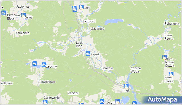 mapa Łążek gmina Osie, Łążek gmina Osie na mapie Targeo