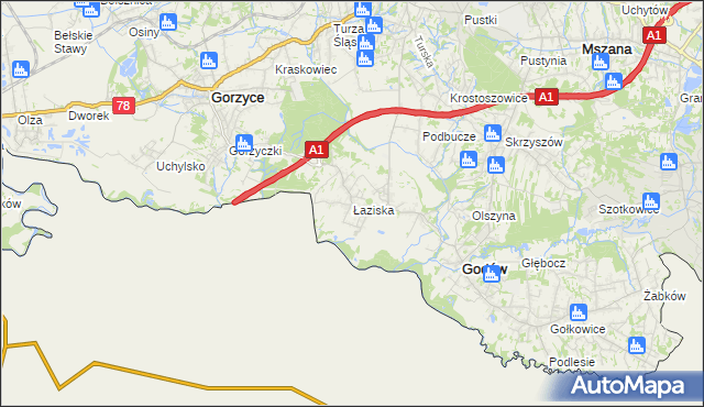 mapa Łaziska gmina Godów, Łaziska gmina Godów na mapie Targeo