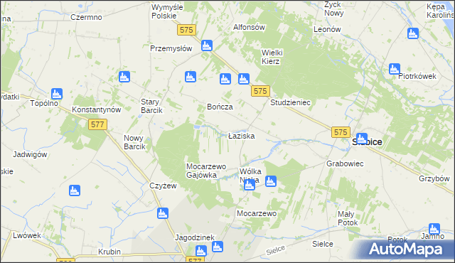 mapa Łaziska gmina Słubice, Łaziska gmina Słubice na mapie Targeo