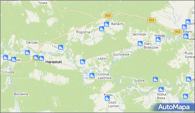 mapa Łazory, Łazory na mapie Targeo