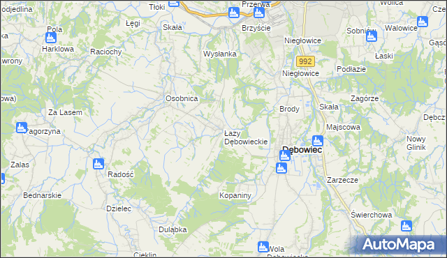 mapa Łazy Dębowieckie, Łazy Dębowieckie na mapie Targeo