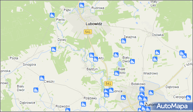 mapa Łazy gmina Lubowidz, Łazy gmina Lubowidz na mapie Targeo