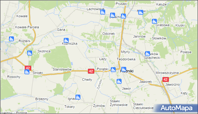 mapa Łazy gmina Rudniki, Łazy gmina Rudniki na mapie Targeo
