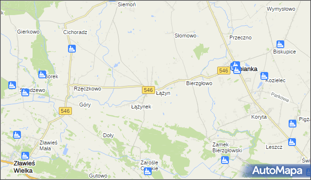 mapa Łążyn gmina Zławieś Wielka, Łążyn gmina Zławieś Wielka na mapie Targeo