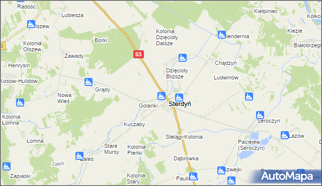 mapa Lebiedzie gmina Sterdyń, Lebiedzie gmina Sterdyń na mapie Targeo