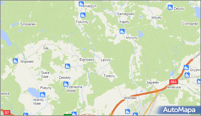 mapa Łęciny, Łęciny na mapie Targeo