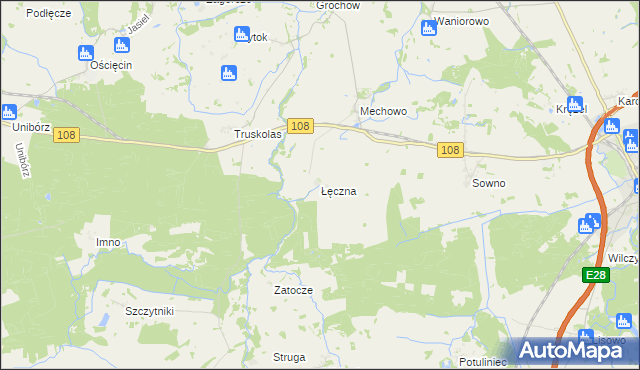 mapa Łęczna gmina Płoty, Łęczna gmina Płoty na mapie Targeo