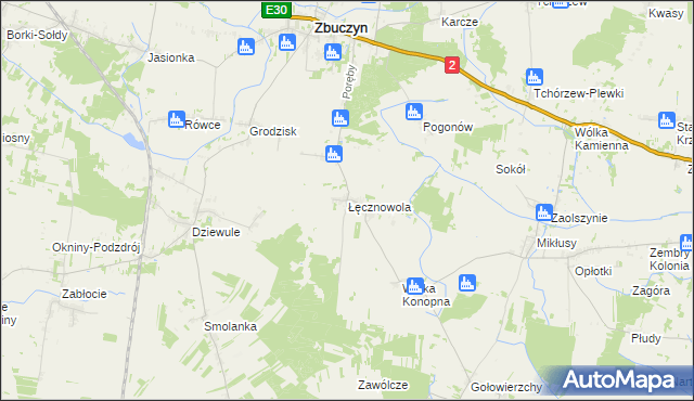 mapa Łęcznowola, Łęcznowola na mapie Targeo