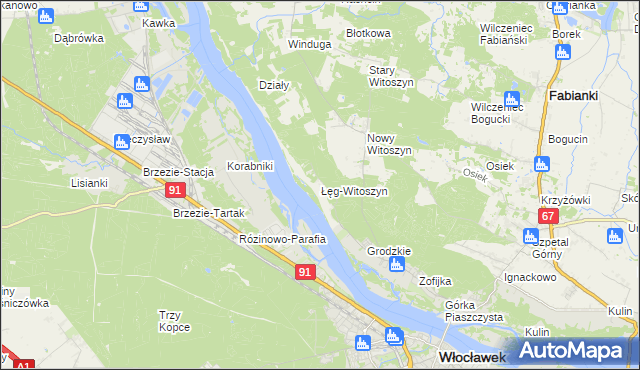 mapa Łęg-Witoszyn, Łęg-Witoszyn na mapie Targeo