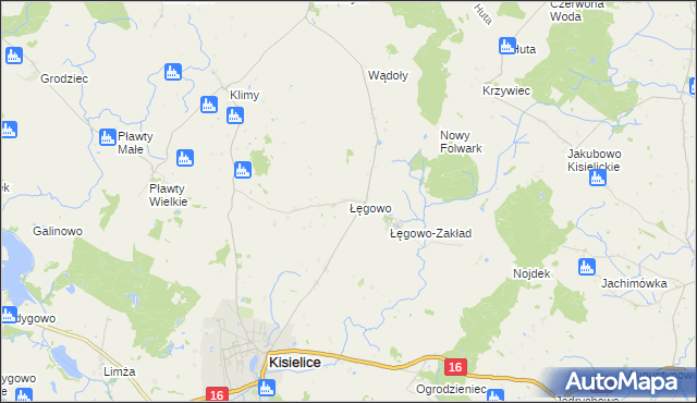 mapa Łęgowo gmina Kisielice, Łęgowo gmina Kisielice na mapie Targeo