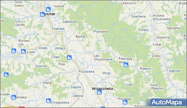 mapa Łęki Strzyżowskie, Łęki Strzyżowskie na mapie Targeo